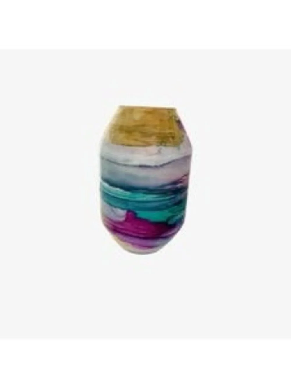 Vase Hand Painted Art Glass Jewel Tones Teal Magenta Gold
